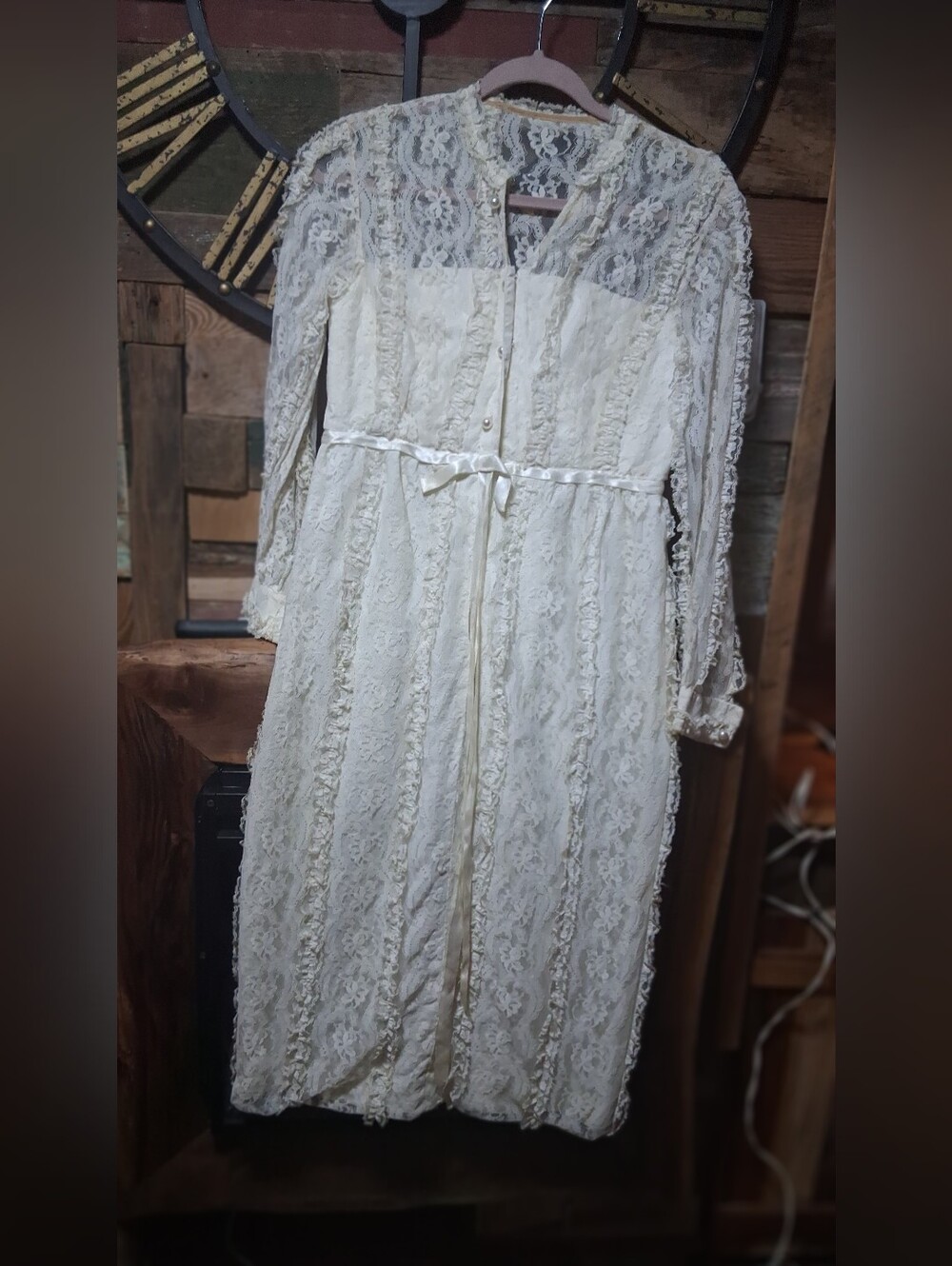 VINTAHE NORMON SACKS IVORU LACE DRESS